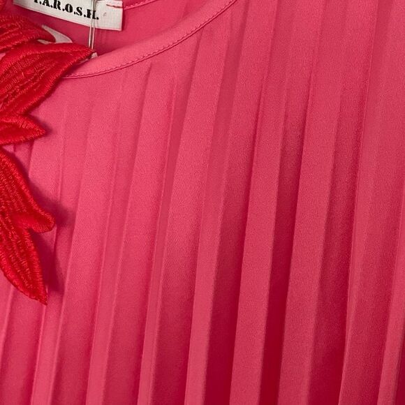 New P.A.R.O.S.H. pink accordion pleated knee length dress size 4 XS oversized - Picture 6 of 14